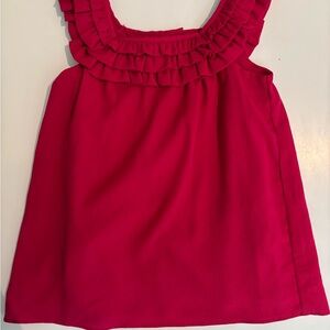 Red Gap Ruffle Sleeveless Blouse